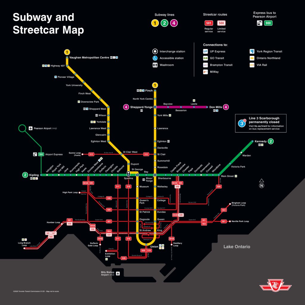 TTC subway and streetcar map