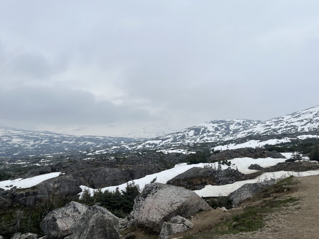 Snow still abound at Outhouse Hill along the White Pass Summit