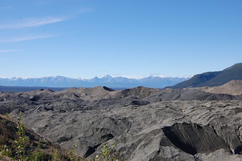 a debris covered glacier at eye level